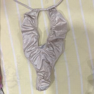 Shimmery Cream Ruched One-Piece Swimsuit